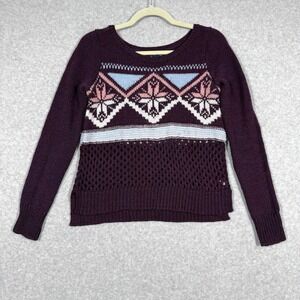 Vintage‎ Y2K American Eagle Sweater Womens Small Fair Isle Cozy Wool Blend Crop